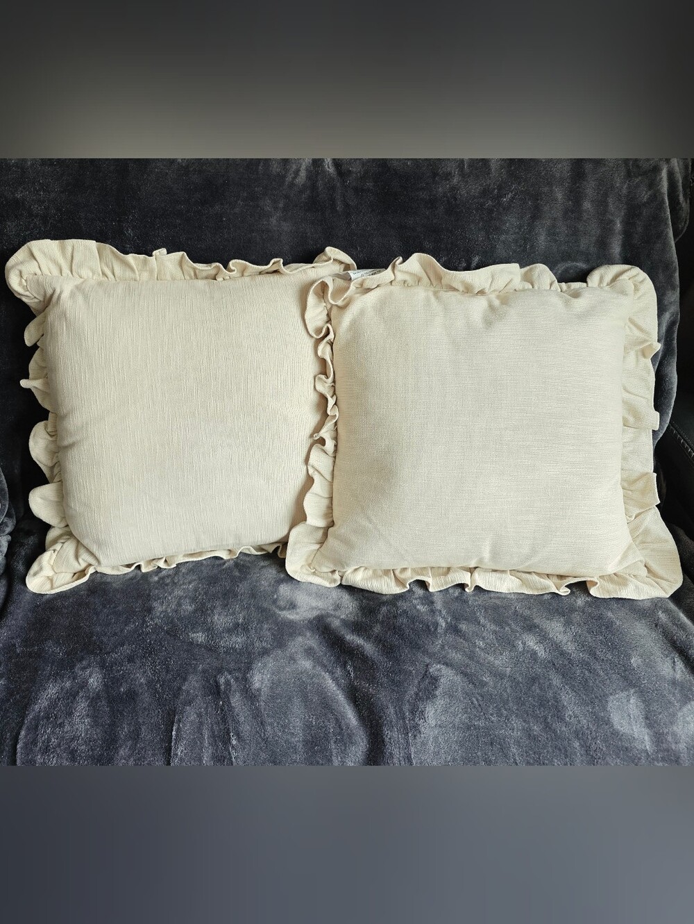 Set of 2 Decorative Throw Easter Neutral Crosshatch Pillow with Ruffle Border 20